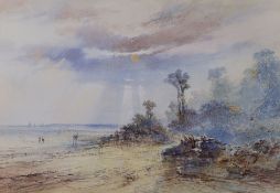 Attributed to William Cook of Plymouth, (fl. 1870-1890), watercolour, Cornish coastal scene, 25 x
