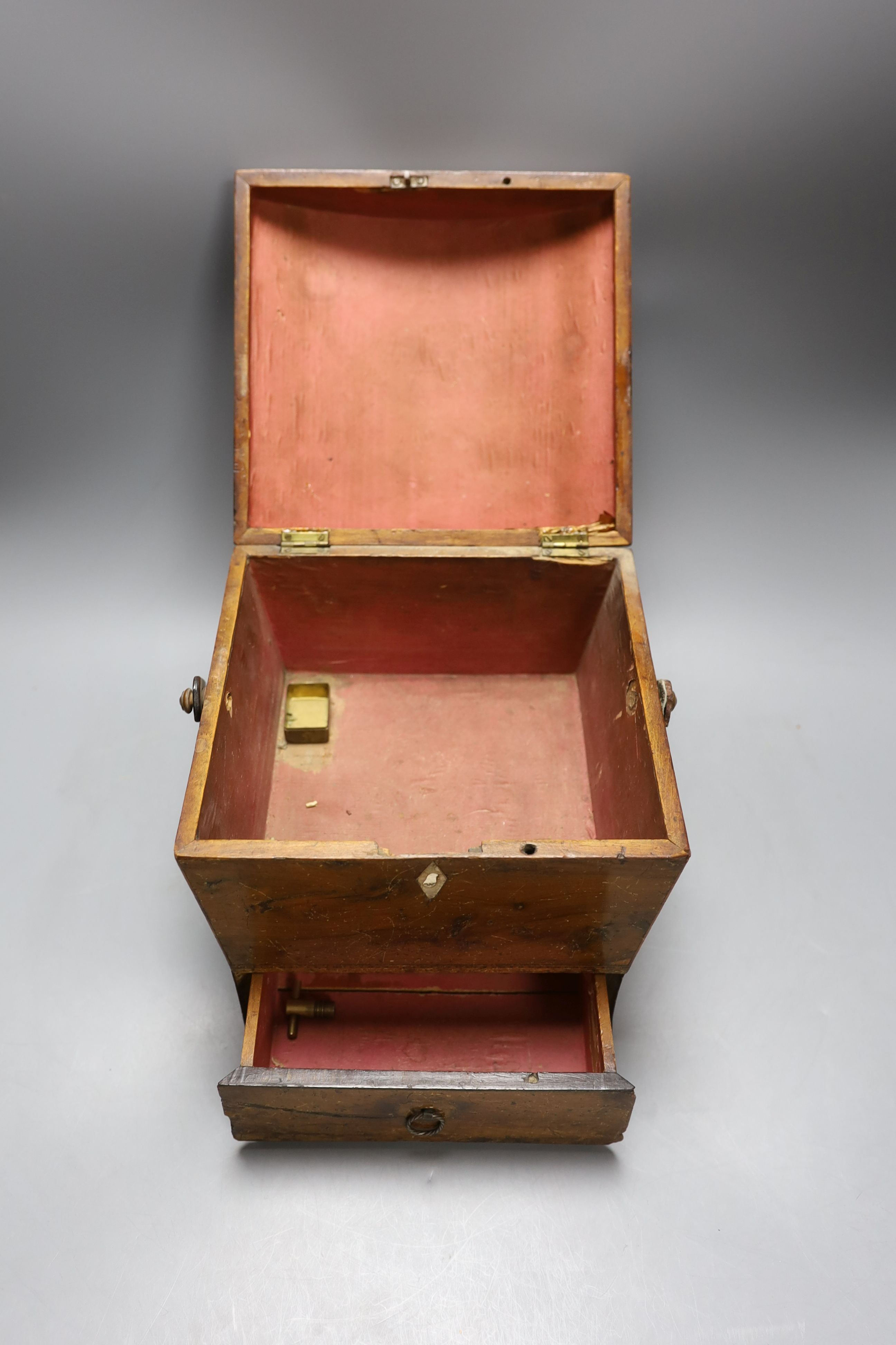 A Regency inlaid mahogany domed topped sewing box, with swing handle over - 23cm high - Image 3 of 3