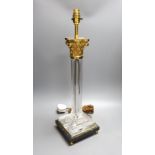 An ormolu and glass lamp - 58cm tall