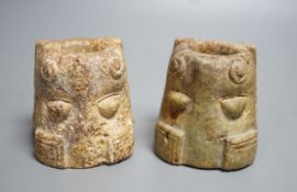 2 Asian stoneware carvings 7cm