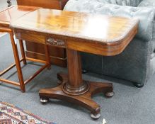 A Regency rectangular folding card table, width 90cm, depth 45cm, height 73cm