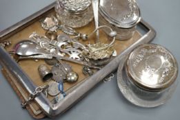 Assorted small silver and white metal jewellery including silver mounted photograph frame, four