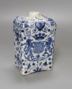 A 19th century French faience tea caddy, 12cm