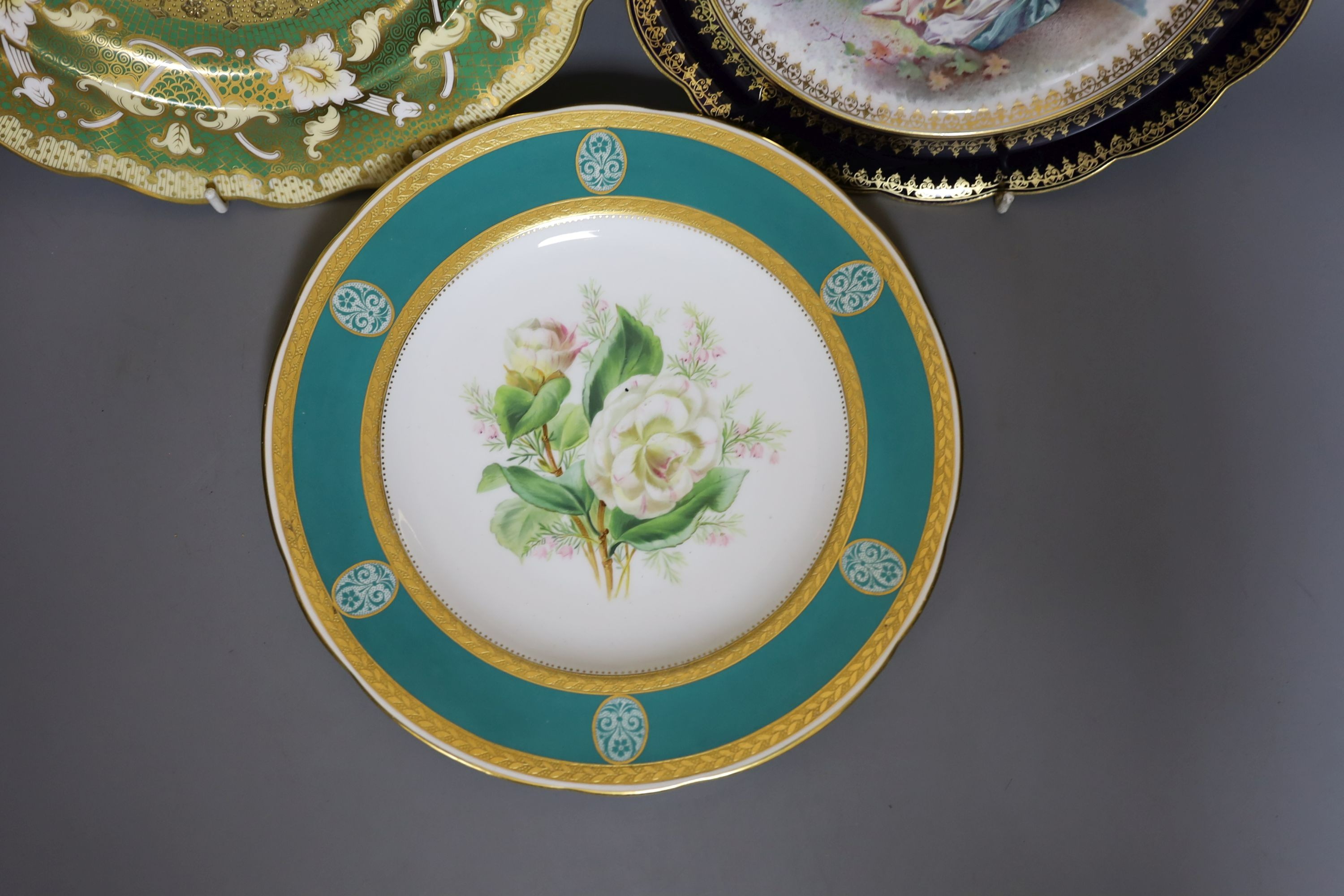 Two 19th century English porcelain flower painted plates, one by Minton and a continental - Image 2 of 6