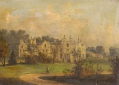 19th century English School, oil on canvas, The Residence of The Hale Family, Kings Waldon,
