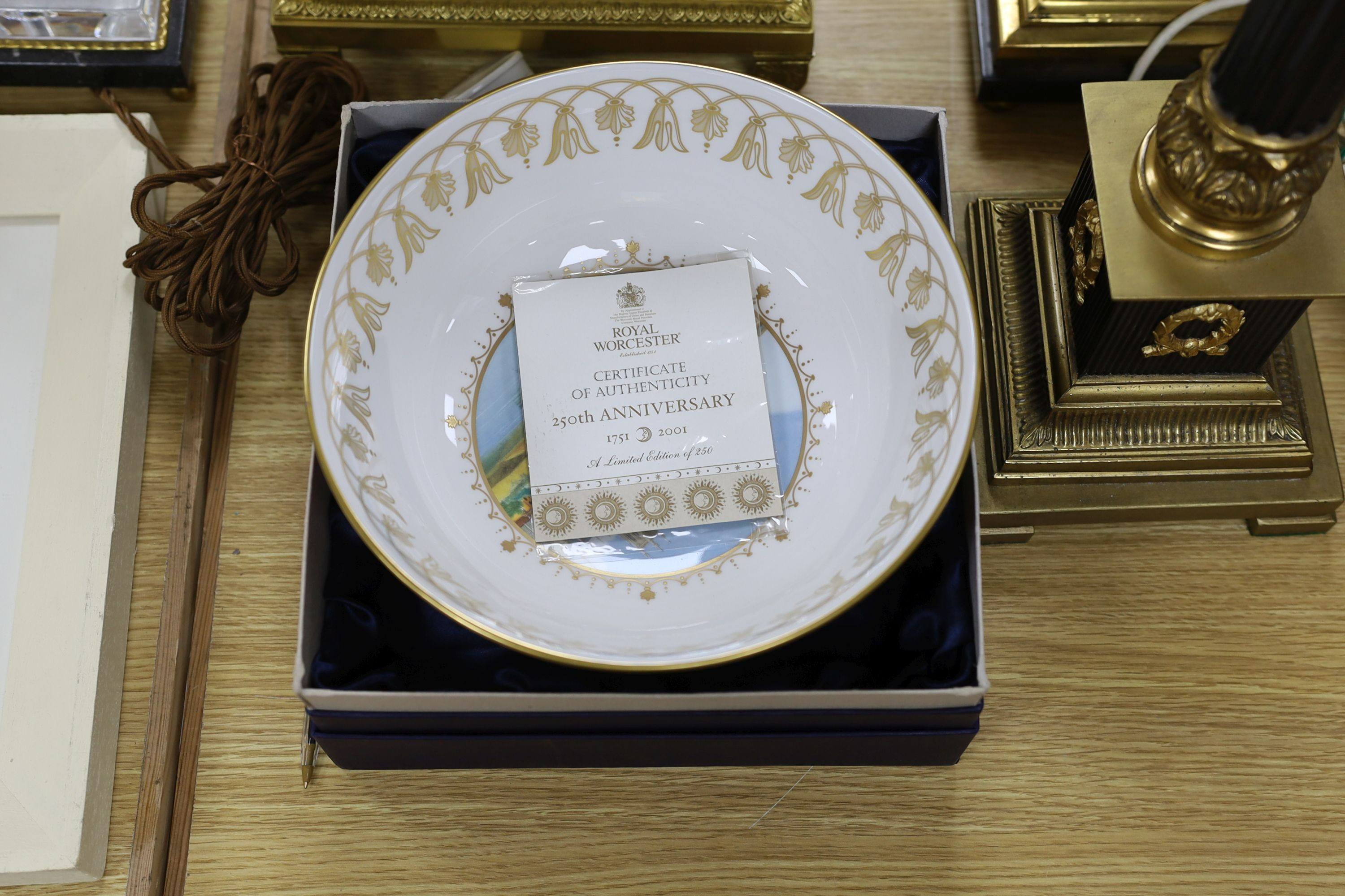 A boxed Royal Worcester Scenes flight bowl, limited edition no. 43 of 250 - 26cm diameter - Image 6 of 6