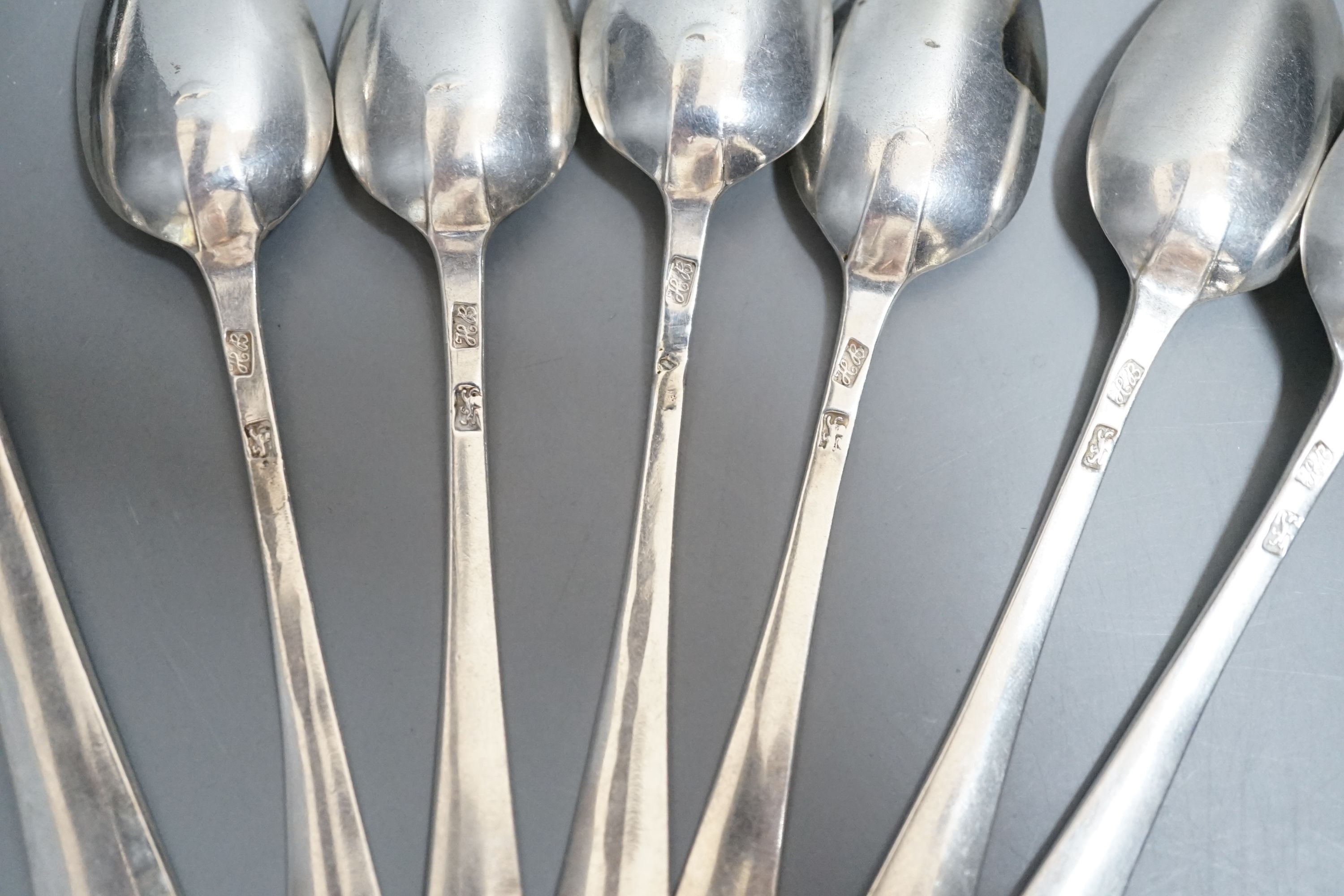 A set of silver George III bright cut engraved silver Old English pattern teaspoons, by Hester - Image 6 of 6