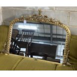 A Victorian giltwood and gesso overmantel mirror, width 114cm, height 80cm