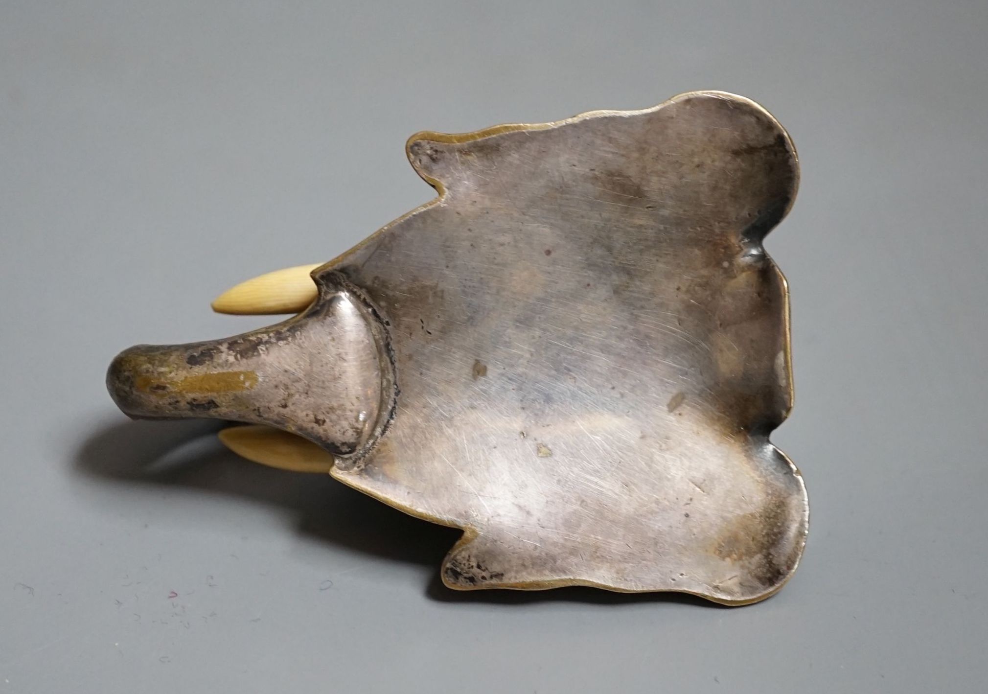 A bronze elephant head paperweight, early 20th century, with ivory inset tusks - 9cm high - Image 3 of 3