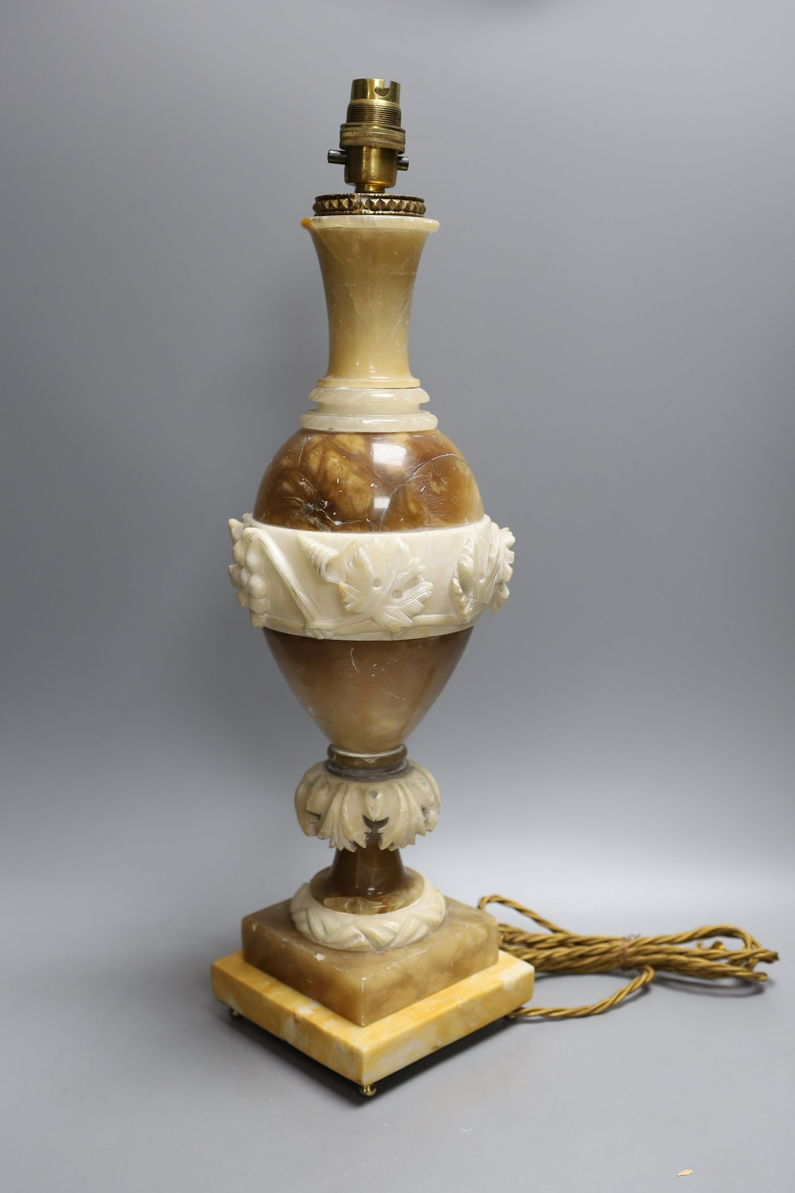 A carved alabaster table lamp - Image 2 of 2
