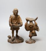 Two Chinese carved wood figures, tallest 15cm