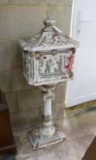 A Victorian style painted metal postbox, width 40cm, depth 28cm, height 110cm