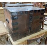 A Victorian oak and iron bound silver chest, width 72cm, depth 50cm, height 56cm
