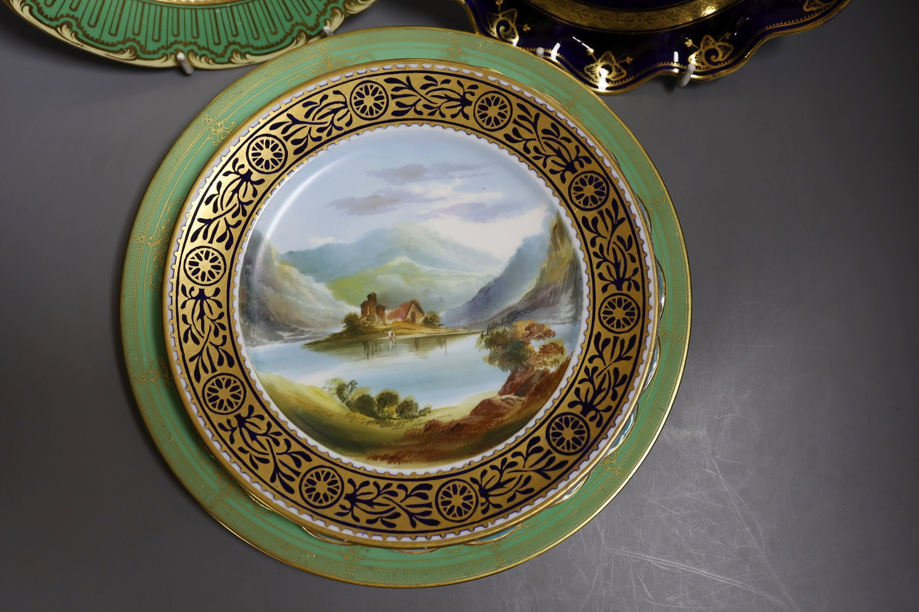 Four English porcelain topographical painted plates, to include Coalport, Royal Worcester and a - Image 2 of 6