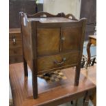 A George III mahogany tray topped bedside cupboard, width 52cm, depth 47cm, height 79cm