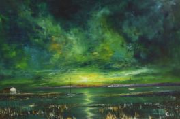 Raymond Klee (1925-2013), oil on board, Coastal landscape, signed, 49 x 72cm