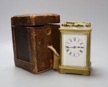 A brass cased carriage clock