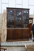 A George III mahogany library bookcase, length 182cm, depth 58cm, height 268cm