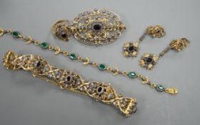 Six items of modern 925 gilt white metal jewellery, including bracelet, ring and pair of earrings.,