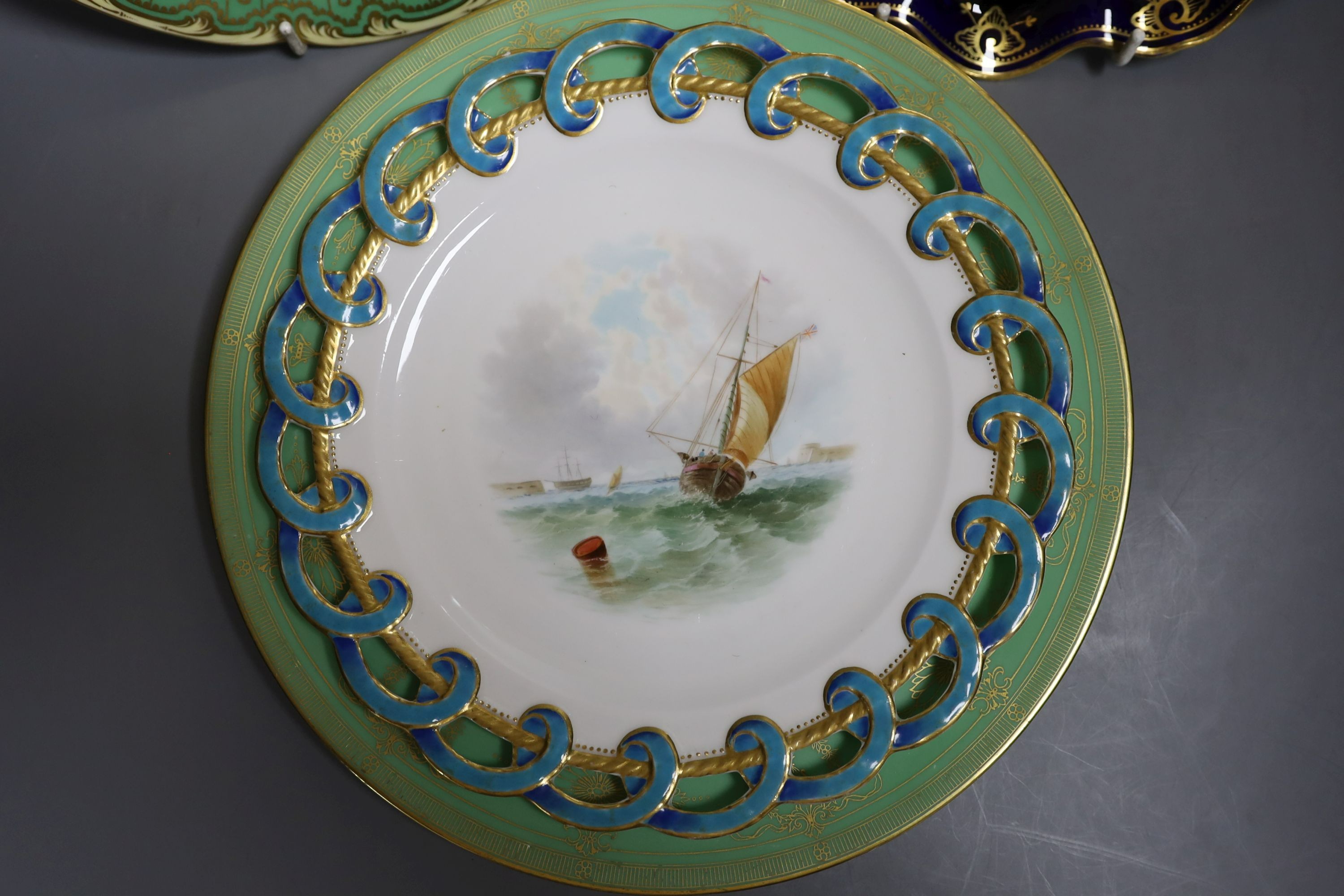 Four English porcelain topographical painted plates, to include Coalport, Royal Worcester and a - Image 3 of 6