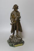 A bronze figure, Napoleon, on marble plinth, 32cm