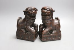 A pair of Chinese hongmu Buddhist lion figures, late 19th century - 18cm highprobably part of a