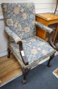 A 19th century Chippendale revival mahogany Gainsborough type chair, width 74cm, depth 72cm,