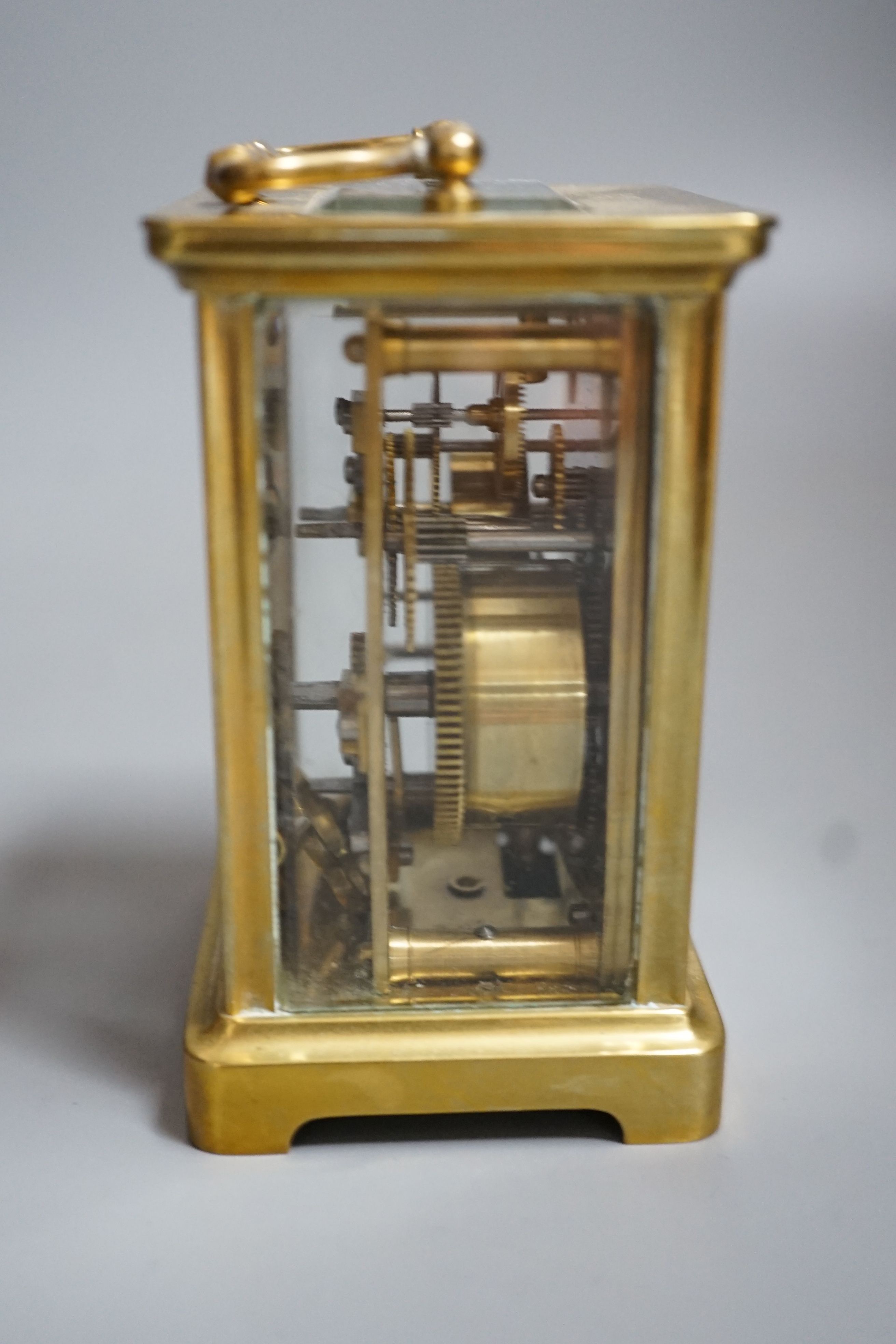 French carriage timepiece with original box and receipts - key included, 11cm high - Image 3 of 4