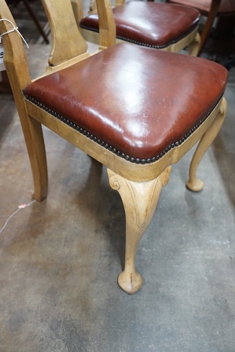 A set of four Queen Anne style pale walnut dining chairs with Merryweather plaques - Image 3 of 5