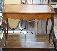 A Louis XV style rectangular kingwood leather topped low occasional table, length 69cm, depth