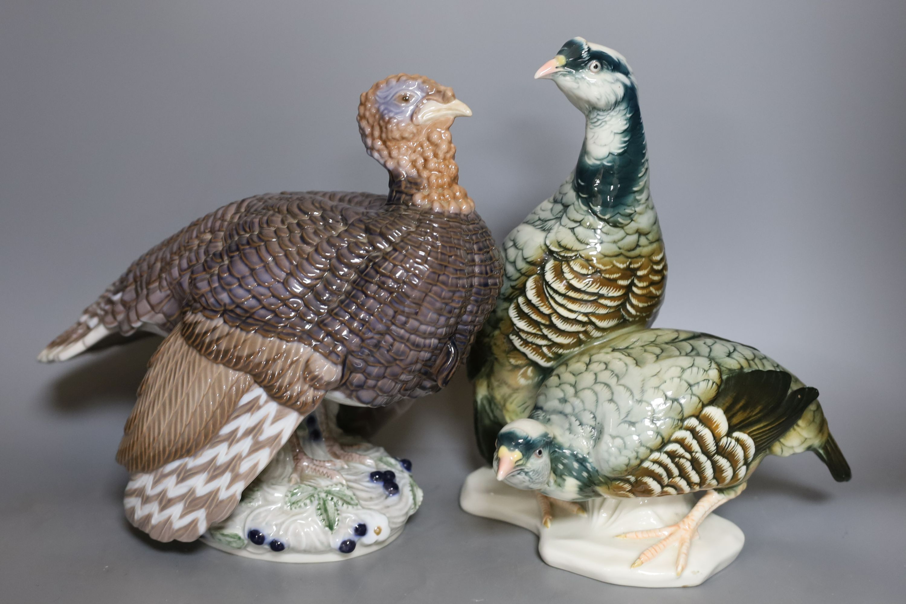 A Rosenthal porcelain model of two guinea fowl impressed model number 205, a Bing & Grondhal limited - Image 6 of 8