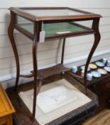 A late Victorian mahogany bijouterie table, width 60cm, depth 44cm, height 76cm