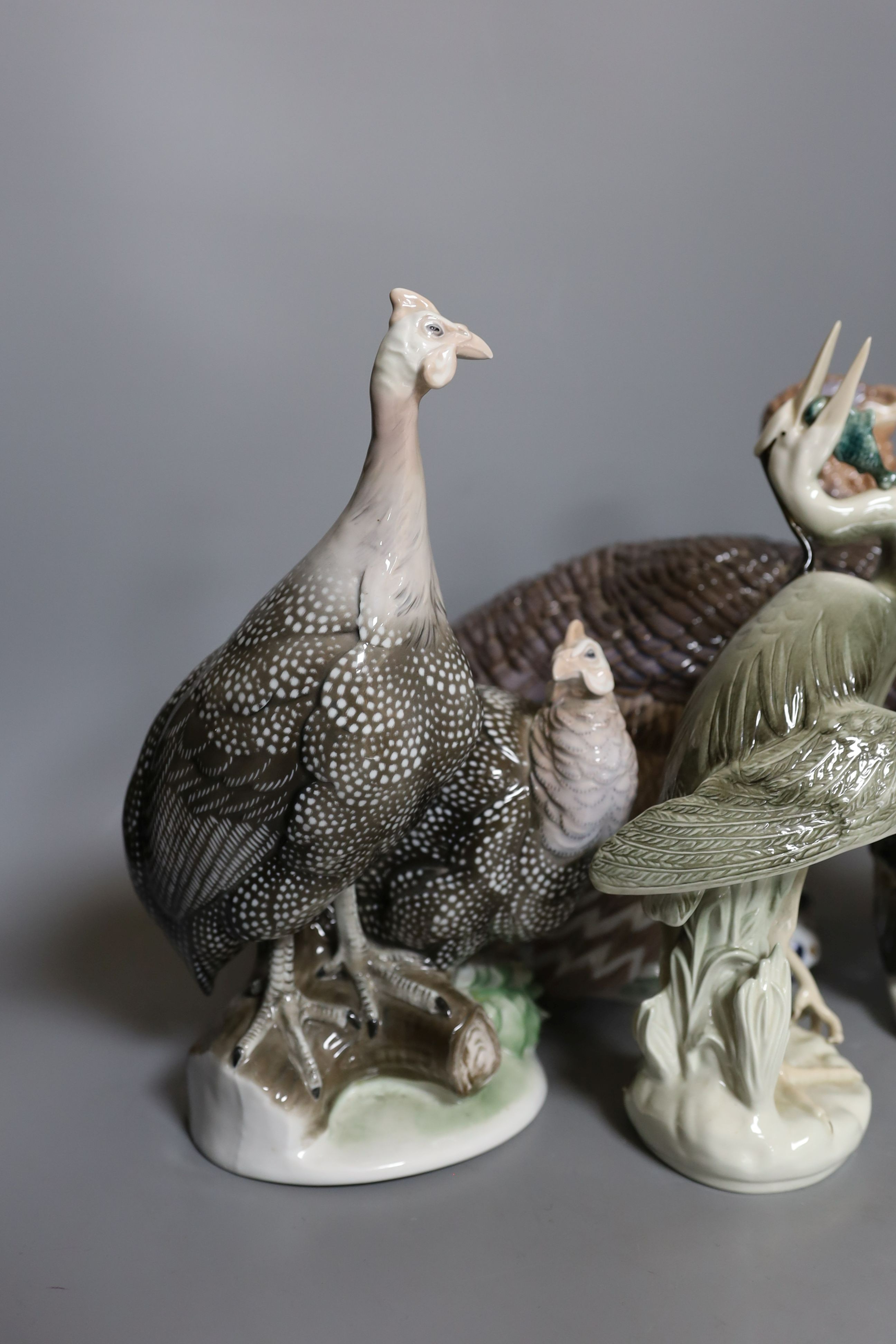 A Rosenthal porcelain model of two guinea fowl impressed model number 205, a Bing & Grondhal limited - Image 2 of 8