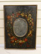 A small 18th century and later rectangular Dutch painted wall mirror
