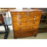 A large Victorian mahogany bowfront chest of drawers, width 109cm, depth 58cm, height 125cm