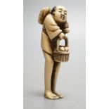 A Japanese ivory netsuke of Tenaga, 19th century,7 cms high