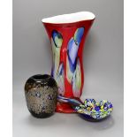 Three items of Murano glass, tallest 42cm