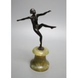 An Art Deco bronze figure of a nude dancer on onyx base - 22cm tall