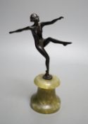 An Art Deco bronze figure of a nude dancer on onyx base - 22cm tall