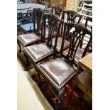 A set of six early 20th century Chippendale revival mahogany dining chairs