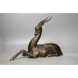 An Art Deco bronze-finished spelter gazelle - 28cm tall