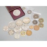 US, Chinese and UK coins including two Morgan dollars (1921D and 1889)