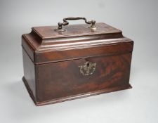 A Georgian mahogany tea caddy (feet missing) - 16cm high