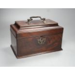 A Georgian mahogany tea caddy (feet missing) - 16cm high