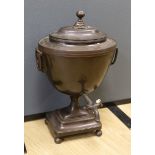 After Alex Decaix - A Regency copper tea urn, with classical caryatid mask and ring handles, 48