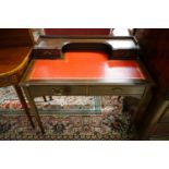 An Edwardian banded mahogany writing table, width 91cm, depth 52cm, height 83cm