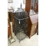A painted wirework bird cage, height 150cm
