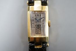 A gentleman's rare 1930's Swiss Longines duo dial bevelled glass doctor's manual wind wrist watch,