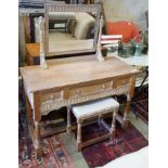 A Heals limed oak chest of drawers, dressing table, width 114cm, depth 51cm, height 135cm and a