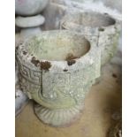 A pair of circular reconstituted garden planters, diameter 22cm